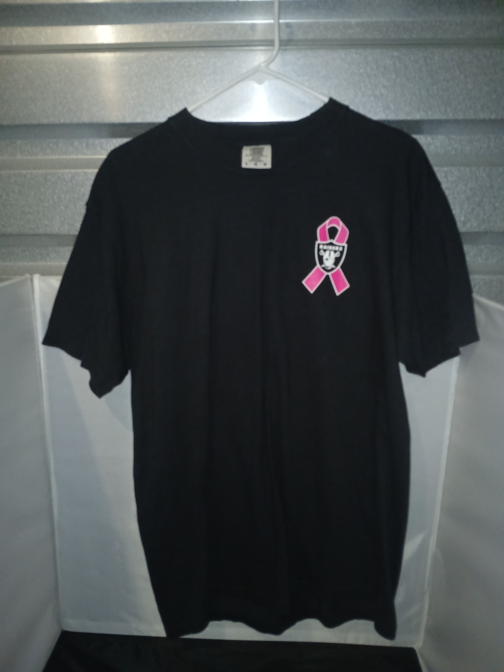 Comfort Colors Raiders Breast Cancer Awareness MHR Graphic T-Shirt Black Size L